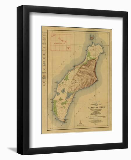 Hawaii - Panoramic Niihau Island Map-Lantern Press-Framed Art Print