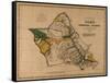 Hawaii - Panoramic Oahu Island Map-Lantern Press-Framed Stretched Canvas