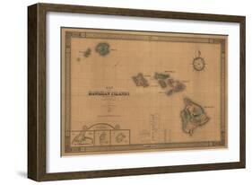 Hawaii - Panoramic State Map-Lantern Press-Framed Art Print