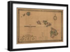 Hawaii - Panoramic State Map-Lantern Press-Framed Art Print