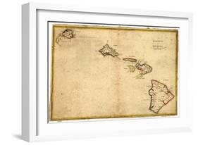 Hawaii - Panoramic State Map-Lantern Press-Framed Premium Giclee Print