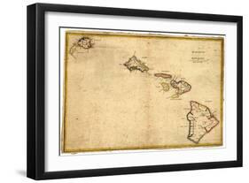 Hawaii - Panoramic State Map-Lantern Press-Framed Art Print