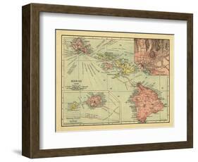 Hawaii - Panoramic State Map-Lantern Press-Framed Art Print