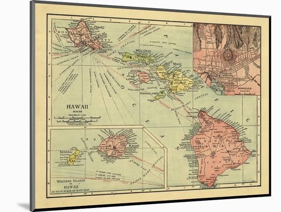 Hawaii - Panoramic State Map-Lantern Press-Mounted Art Print