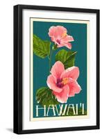 Hawaii - Pink Hibiscus Flower-Lantern Press-Framed Art Print