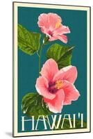 Hawaii - Pink Hibiscus Flower-Lantern Press-Mounted Art Print