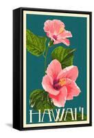 Hawaii - Pink Hibiscus Flower-Lantern Press-Framed Stretched Canvas