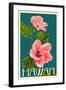 Hawaii - Pink Hibiscus Flower-Lantern Press-Framed Art Print