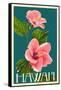 Hawaii - Pink Hibiscus Flower-Lantern Press-Framed Stretched Canvas