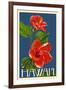 Hawaii - Red Hibiscus Flower-Lantern Press-Framed Art Print