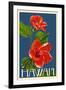 Hawaii - Red Hibiscus Flower-Lantern Press-Framed Art Print