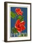 Hawaii - Red Hibiscus Flower-Lantern Press-Framed Art Print