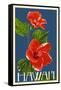 Hawaii - Red Hibiscus Flower-Lantern Press-Framed Stretched Canvas