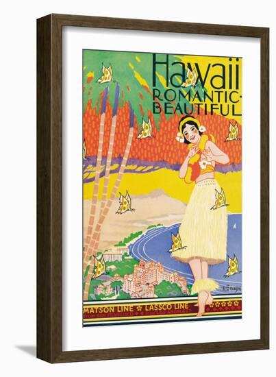 Hawaii, Romantic and Beautiful-Kerne Erickson-Framed Premium Giclee Print