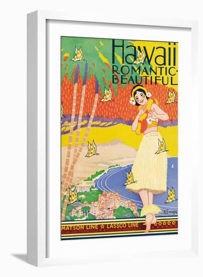 Hawaii, Romantic and Beautiful-Kerne Erickson-Framed Premium Giclee Print