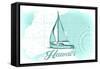 Hawaii - Sailboat - Teal - Coastal Icon-Lantern Press-Framed Stretched Canvas