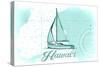 Hawaii - Sailboat - Teal - Coastal Icon-Lantern Press-Stretched Canvas