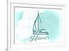 Hawaii - Sailboat - Teal - Coastal Icon-Lantern Press-Framed Art Print