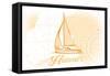 Hawaii - Sailboat - Yellow - Coastal Icon-Lantern Press-Framed Stretched Canvas