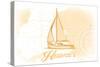 Hawaii - Sailboat - Yellow - Coastal Icon-Lantern Press-Stretched Canvas