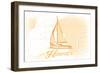 Hawaii - Sailboat - Yellow - Coastal Icon-Lantern Press-Framed Art Print