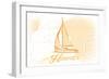 Hawaii - Sailboat - Yellow - Coastal Icon-Lantern Press-Framed Art Print
