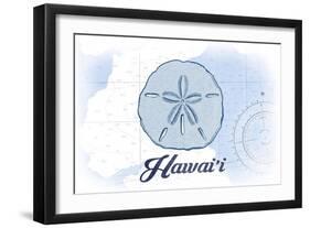 Hawaii - Sand Dollar - Blue - Coastal Icon-Lantern Press-Framed Art Print