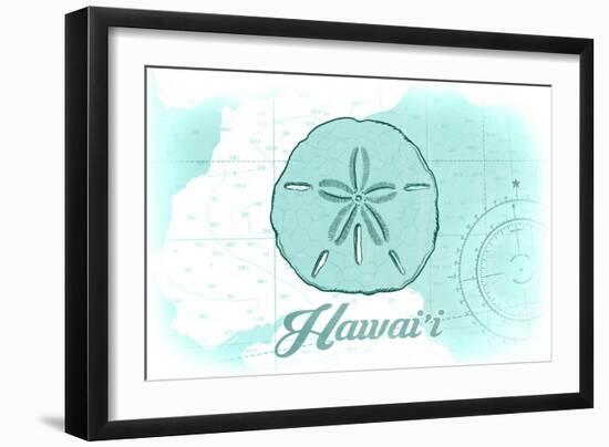 Hawaii - Sand Dollar - Teal - Coastal Icon-Lantern Press-Framed Art Print