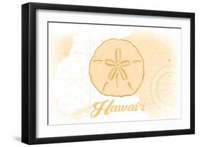 Hawaii - Sand Dollar - Yellow - Coastal Icon-Lantern Press-Framed Art Print