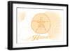 Hawaii - Sand Dollar - Yellow - Coastal Icon-Lantern Press-Framed Art Print