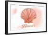 Hawaii - Scallop Shell - Coral - Coastal Icon-Lantern Press-Framed Art Print
