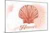 Hawaii - Scallop Shell - Coral - Coastal Icon-Lantern Press-Mounted Art Print