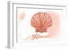 Hawaii - Scallop Shell - Coral - Coastal Icon-Lantern Press-Framed Art Print