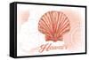 Hawaii - Scallop Shell - Coral - Coastal Icon-Lantern Press-Framed Stretched Canvas