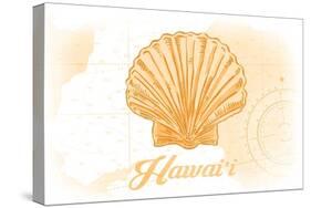 Hawaii - Scallop Shell - Yellow - Coastal Icon-Lantern Press-Stretched Canvas