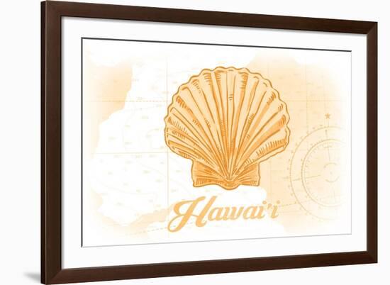 Hawaii - Scallop Shell - Yellow - Coastal Icon-Lantern Press-Framed Premium Giclee Print