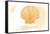 Hawaii - Scallop Shell - Yellow - Coastal Icon-Lantern Press-Framed Stretched Canvas