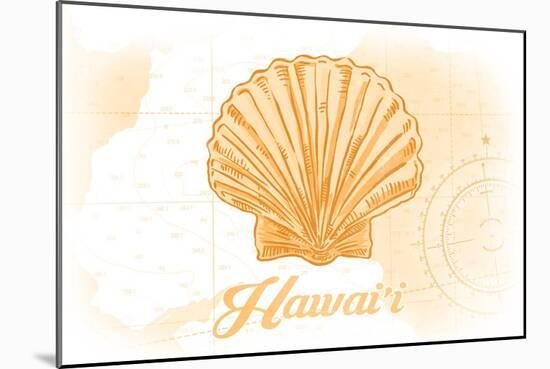 Hawaii - Scallop Shell - Yellow - Coastal Icon-Lantern Press-Mounted Art Print