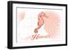 Hawaii - Seahorse - Coral - Coastal Icon-Lantern Press-Framed Art Print