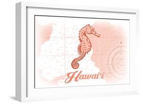 Hawaii - Seahorse - Coral - Coastal Icon-Lantern Press-Framed Art Print