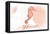 Hawaii - Seahorse - Coral - Coastal Icon-Lantern Press-Framed Stretched Canvas