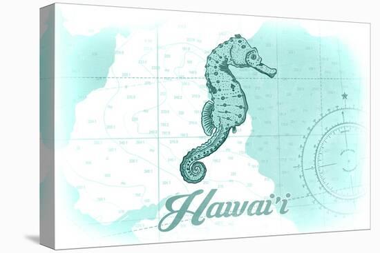 Hawaii - Seahorse - Teal - Coastal Icon-Lantern Press-Stretched Canvas