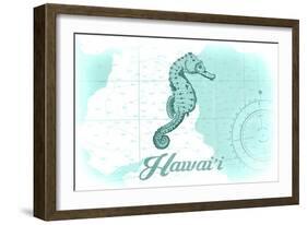 Hawaii - Seahorse - Teal - Coastal Icon-Lantern Press-Framed Art Print