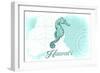 Hawaii - Seahorse - Teal - Coastal Icon-Lantern Press-Framed Art Print