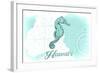 Hawaii - Seahorse - Teal - Coastal Icon-Lantern Press-Framed Art Print