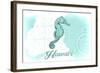 Hawaii - Seahorse - Teal - Coastal Icon-Lantern Press-Framed Art Print