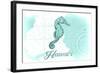 Hawaii - Seahorse - Teal - Coastal Icon-Lantern Press-Framed Art Print