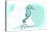 Hawaii - Seahorse - Teal - Coastal Icon-Lantern Press-Stretched Canvas