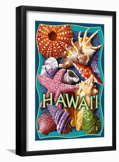 Hawaii - Shells Montage-Lantern Press-Framed Art Print