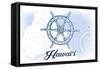 Hawaii - Ship Wheel - Blue - Coastal Icon-Lantern Press-Framed Stretched Canvas